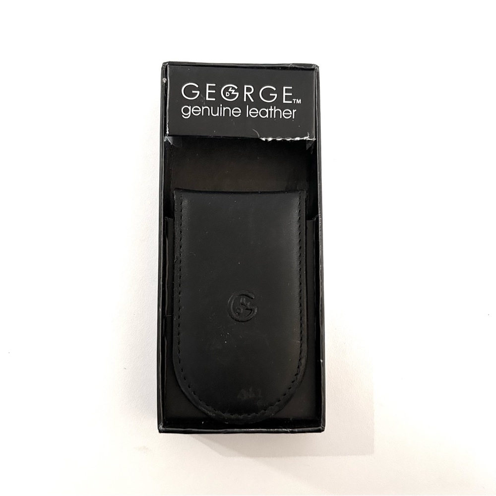 George Genuine Leather Black Men’s Magnetic Money Clip New